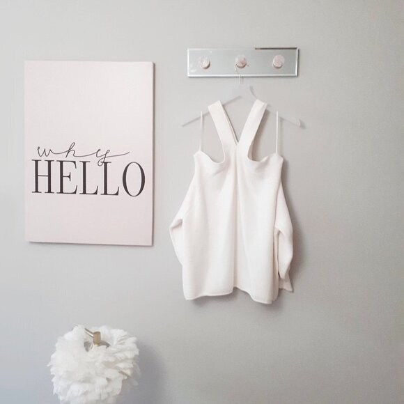 EUC Zara off-white ecru crossover strap exposed shoulder sweater, S - Picture 8 of 11